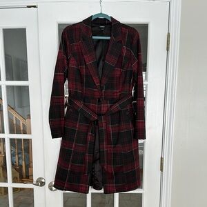 Torrid Women's Plaid Coat - Red and Black